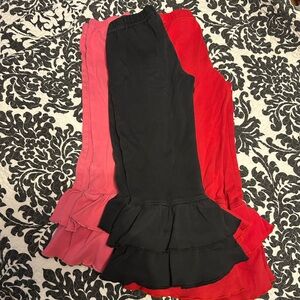 Bundle of Flared Ruffle Cotton Girls Pants